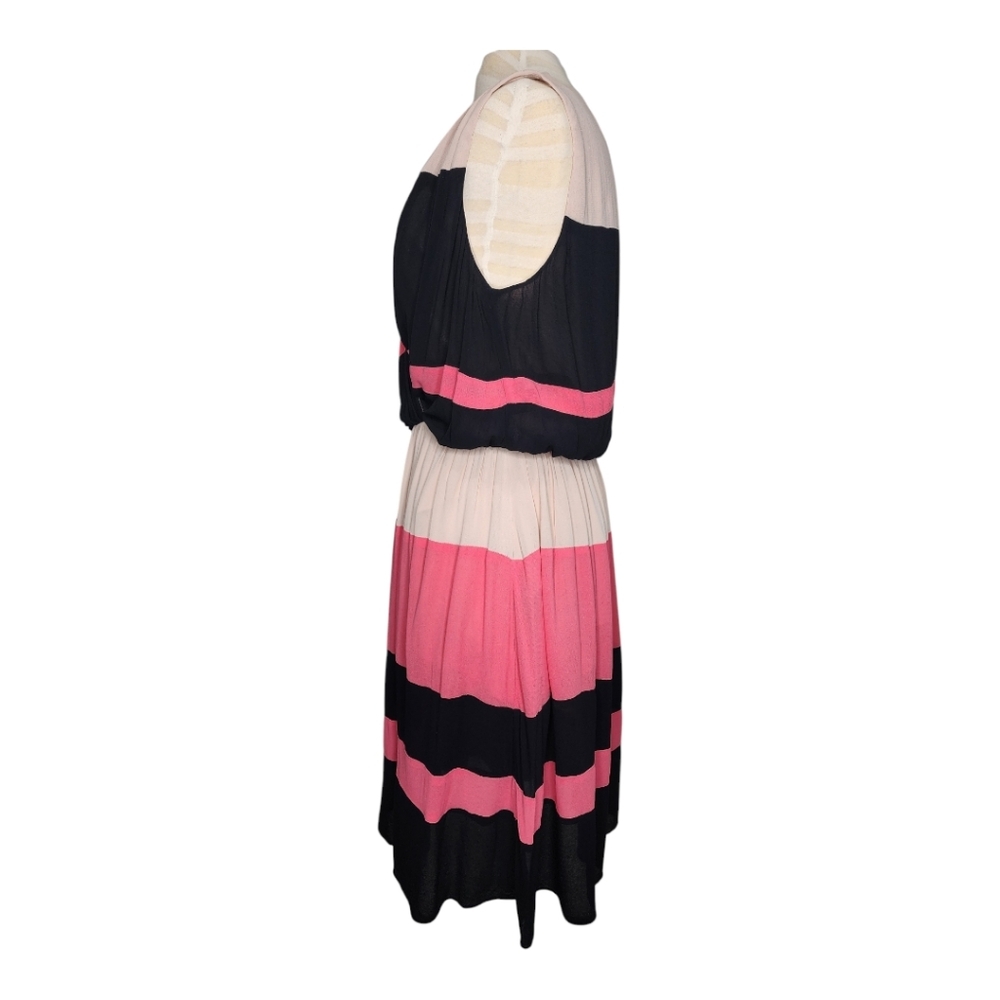 Taylor Stripped V- Neck Sleeveless Black / Pink Dress Sz 12 - Picture 4 of 8